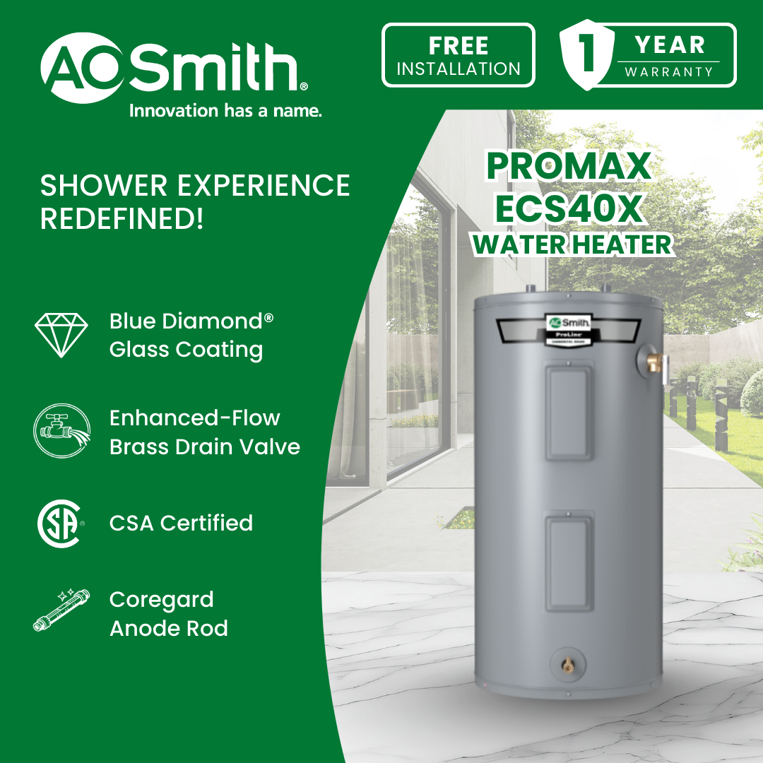 A.O. Smith 100210896 ECS40X 40 gallons 6.0kW 240V Electric Storage Water Heater