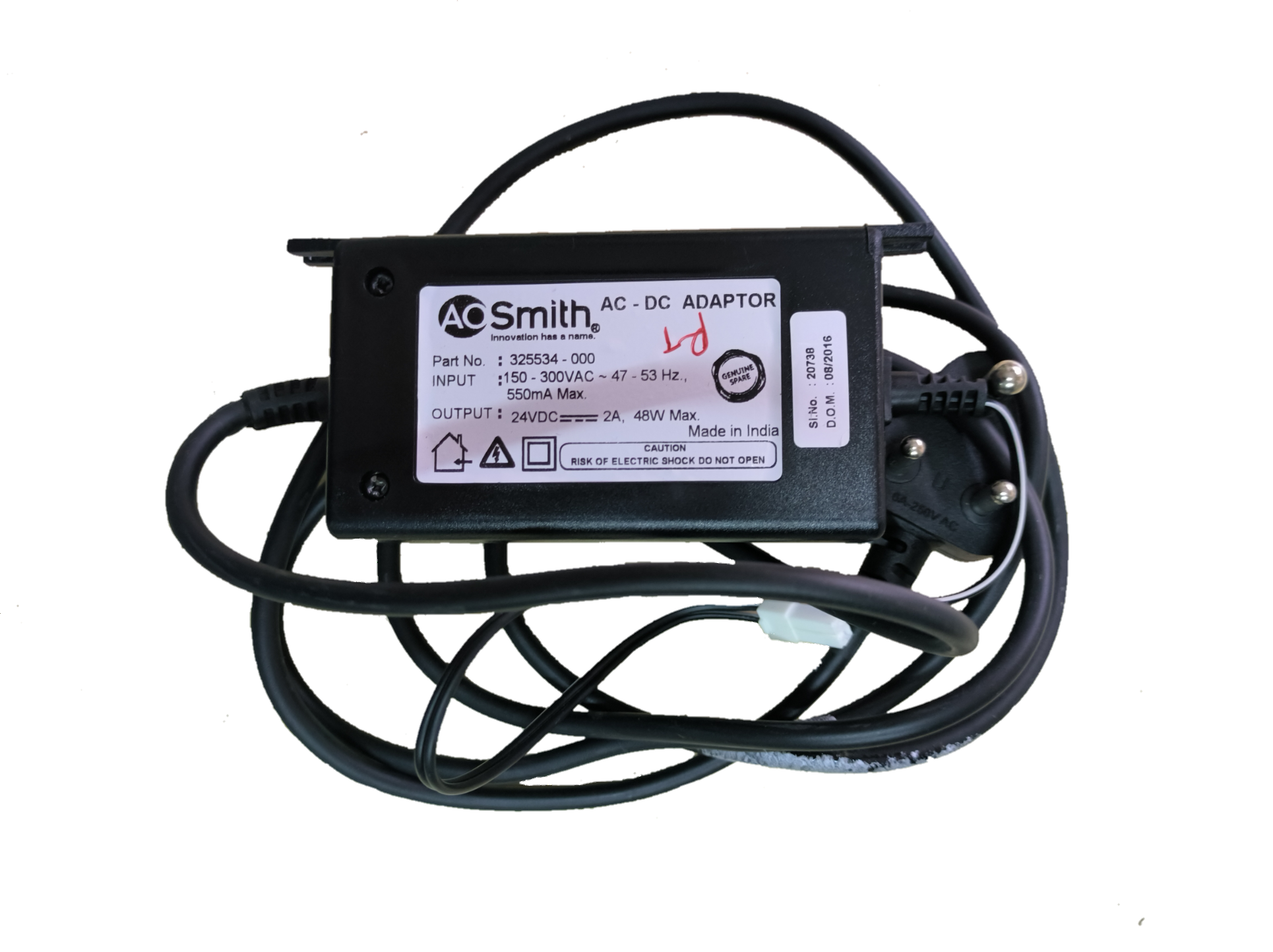 325534-000 Power Adapter B1, B7 & B8 (For A.O Smith Water Purifier S4, S7)