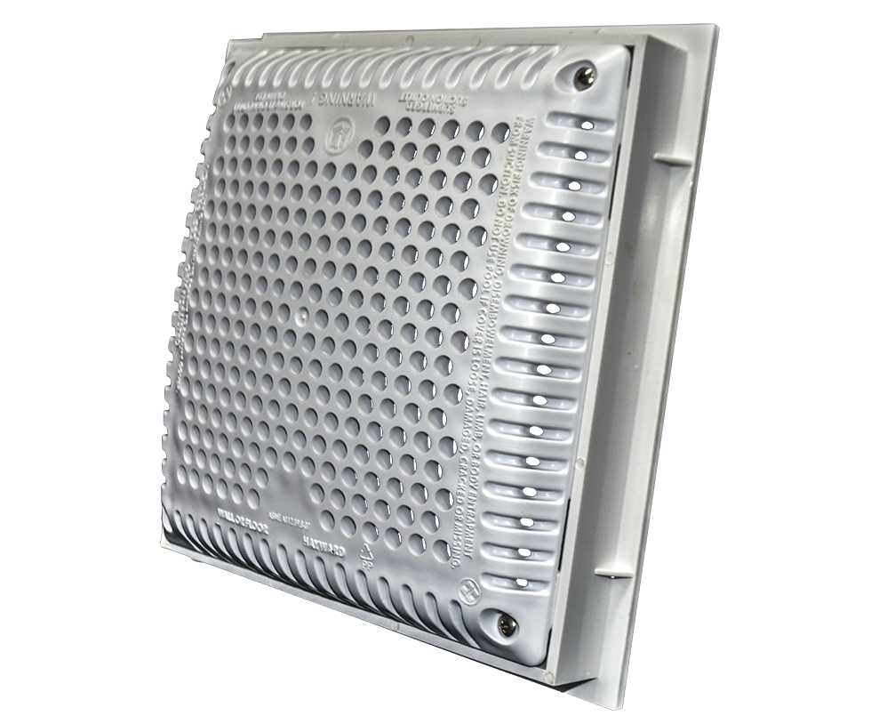 Jet-Flo Main Drain Cover, Frame and Grate 9" X 9" Anti-vortex