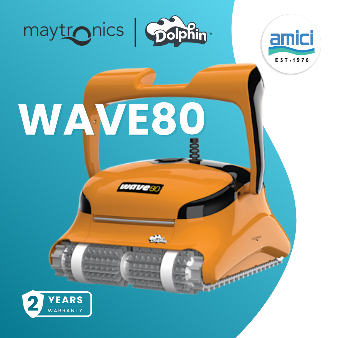 Maytronics Dolphin Wave 80 Robotic Pool Cleaner for Above Ground Floor Pool Vacuum 2.5m Hours Runtime Up to 20m Pool Lenght 24m Cable Length Active Scrubbing Wall Climbing Energy Saver Swimming Pool Robot Cleaner