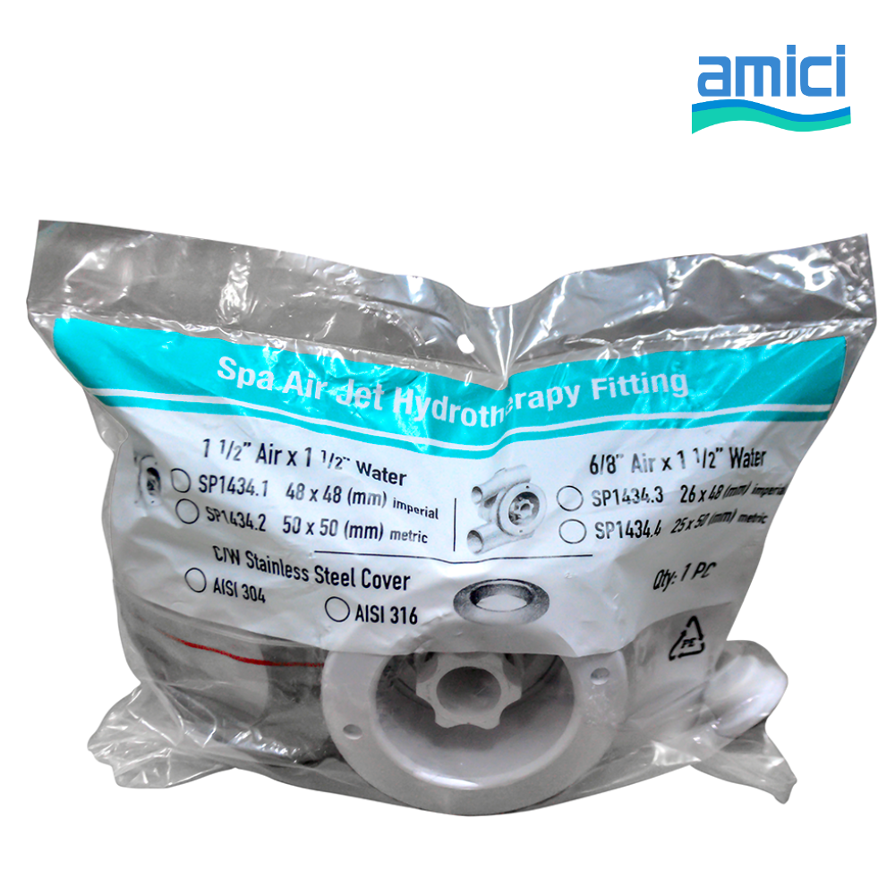 Jet-Flo Jet-Air II Spa Jet SP1434 1.5"x1.5", socket connect, for spa air jet hydrotherapy