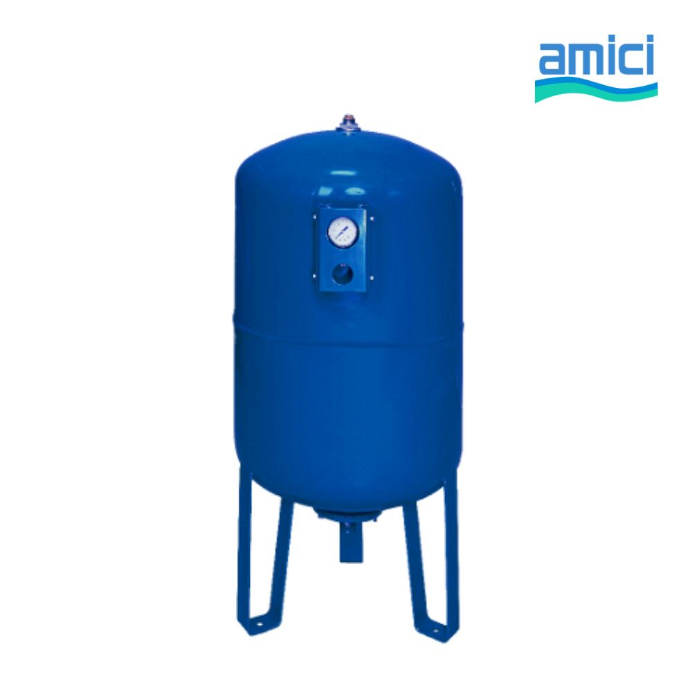 WellForce Vertical Membrane Tank 100L-750L, Blue, Vertical, 10 Bars,1.5-4mm, with manometer