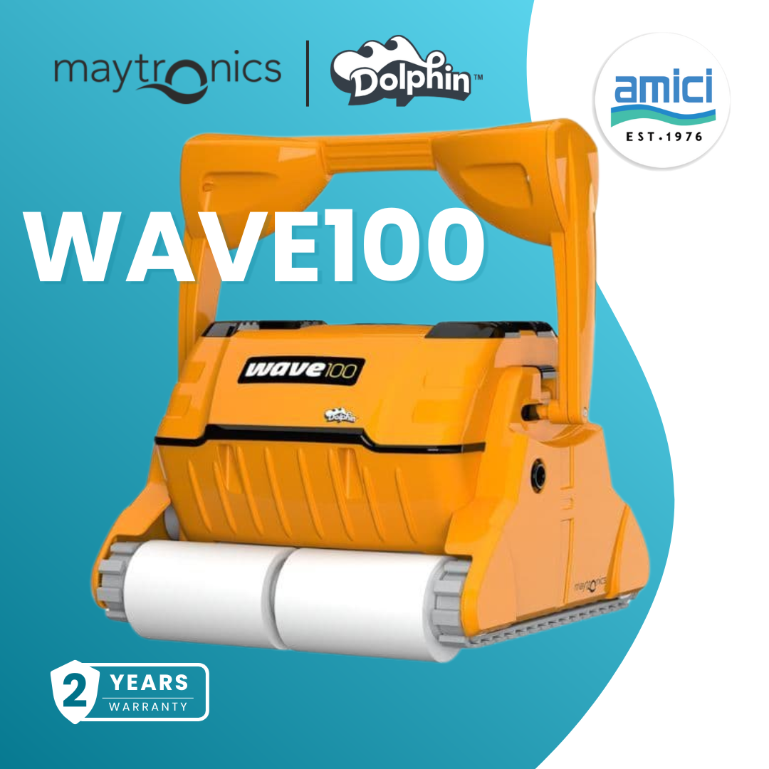 Maytronics Dolphin Wave 100 Robotic Pool Cleaner for Above Ground Floor Pool Vacuum 4 Hours Runtime Up to 26m Pool Lenght 30.5m Cable Length Active Scrubbing Wall Climbing Energy Saver Swimming Pool Robot Cleaner