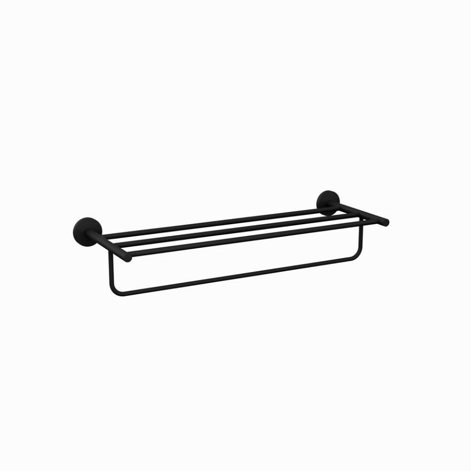 Jaquar ACN-1181S Towel Shelf 600mm with lower hanger, Stainless Steel (Colors: Chrome, Black Matte, White Matte, Gold)