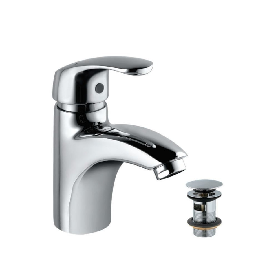 Jaquar EKO-CHR-33023BCLW SINGLE LEVER EXTENDED BASIN MIXER (HEIGHT-83MM) WITHOUT POPUP WASTE, WITH 375MM LONG BRAIDED HOSES & CLICK CLACK WASTE (ALD-729)