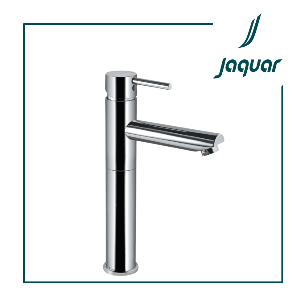 Jaquar FLR-CHR-5005NB Single Lever High Neck Basin Mixer without Popup Waste, with 600mm Long Braided Hoses