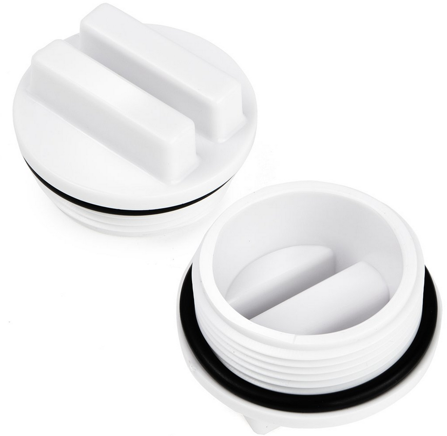 Jet-Flo 1-1/2 or 2" MIP Flush Plug w/ o-ring, White (Swimming Pool Accessories)