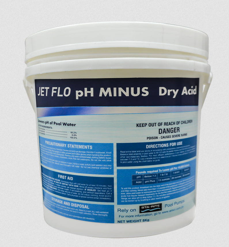 Jet-Flo pH Decreaser/pH Down for Swimming Pools, 5kg/Pail (Dry Acid/Sodium Bisulfate - safer than muriatic acid)