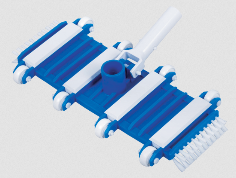 Flexible Vacuum Head, Plastic Handle, with side and bottom bristles, for swimming pool vacuum