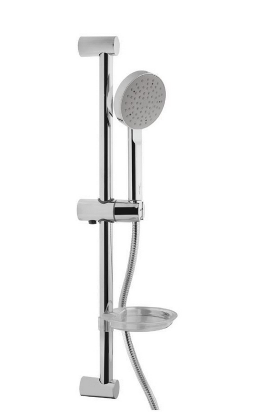 Jaquar SHA-CHR-1110 Slide Rail (ø24 mm & 600 mm) with Single function Hand Shower(HSH-1937) with 8 mm dia 1.5M Long Flexible Hose and Soap Dish