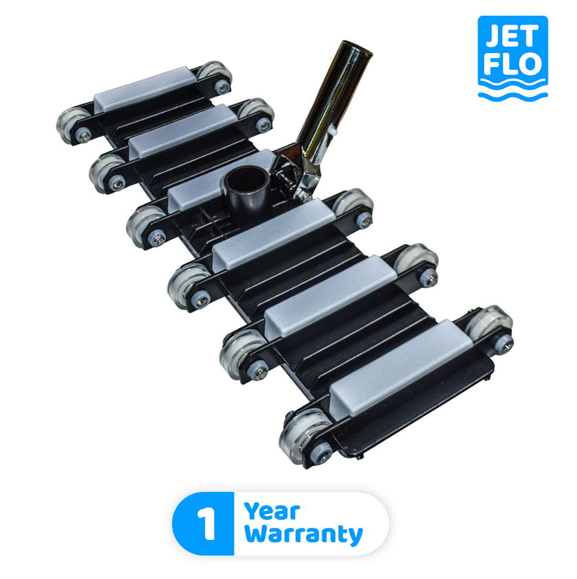 Jet-Flo 14â Heavy Duty Vacuum Head, weighted, w/ alum alloy handle, urethane wheels, Swimming Pool Cleaning Accessory