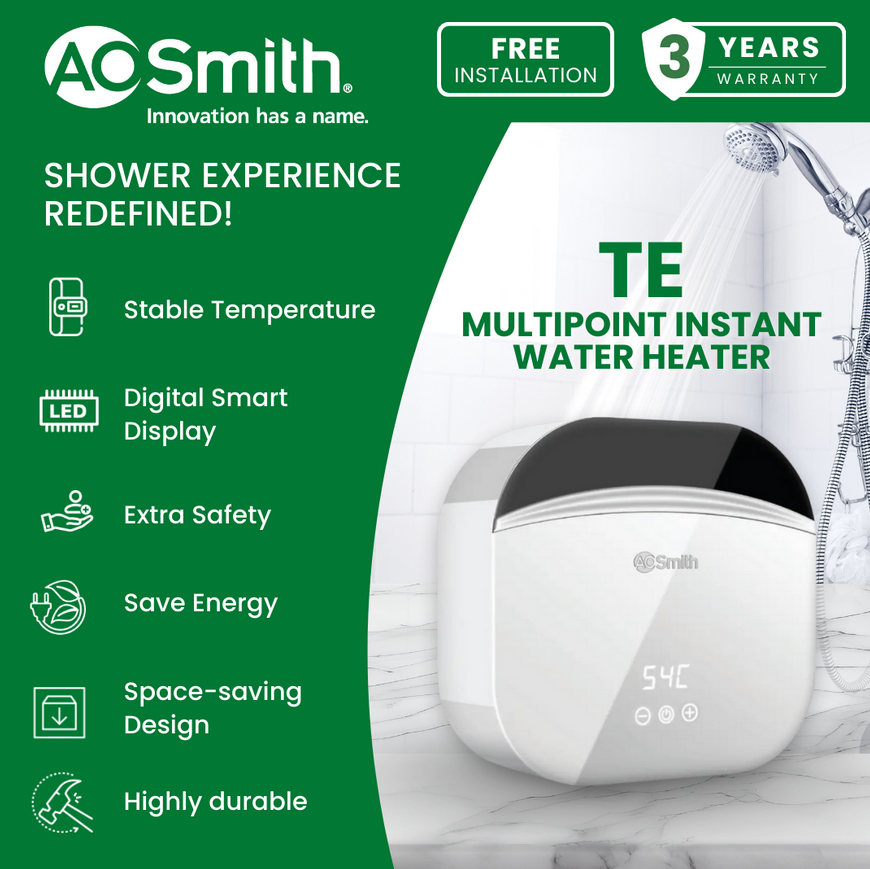 A.O. Smith TE Digital Multipoint Water Heater, Constant Temperature 3.5-5.5kw