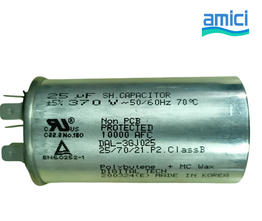 Capacitor 25 uf 370V, Replacement Part for Supermax 3/4Hp Pool Pump