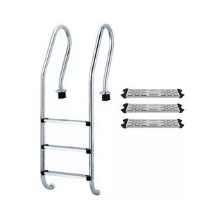 Jet-Flo Stainless Steel Pool Ladder (3 Steps) with Built-in P-Shaped Grab Rail